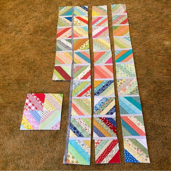 unbranded Other - Colorful Patchwork Quilt unfinished machine pieced strappy strips 60” X 6”